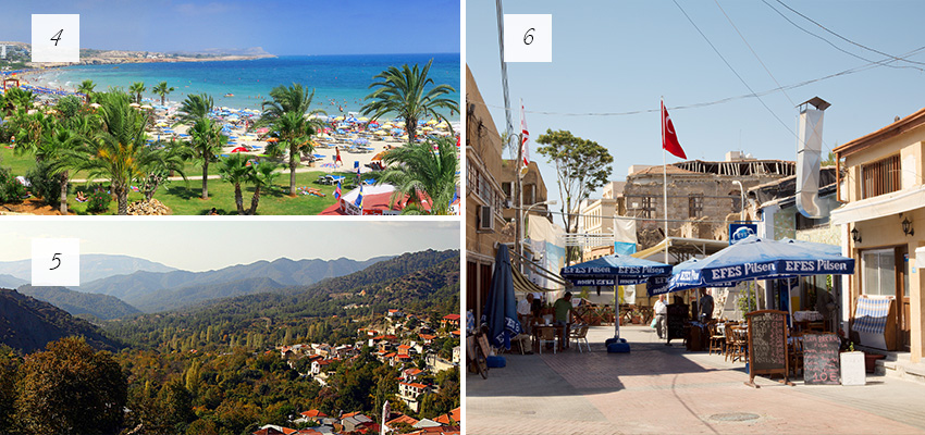 Areas of Cyprus: Famagusta, Troodos and Nicosia